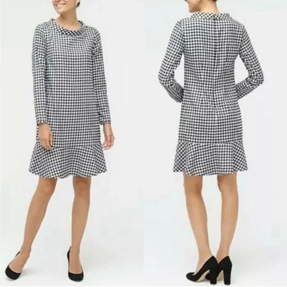 J. Crew Long-sleeve flannel funnelneck dress Size Small